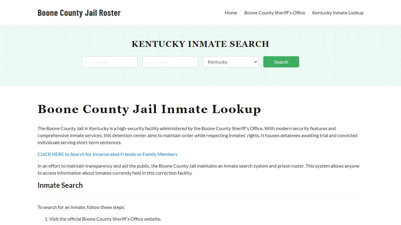 Boone County Jail Roster Lookup, KY, Inmate Search